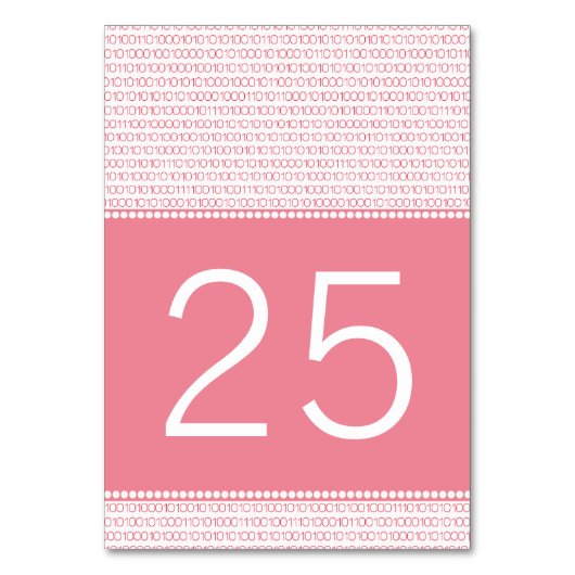 Rosa Gek Chic Binary Code Table Card Tischnummer (Vorderseite)