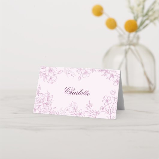 Rosa geklappte Platzkarte (Vorderseite)