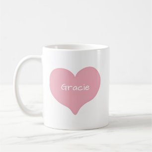 Rosa gekritzeltes Herz mit individuellem Namen ode Kaffeetasse