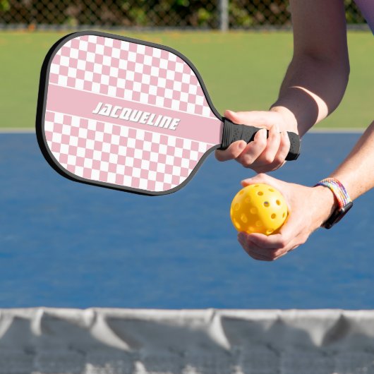 rosa Geländertes Muster Pickleball Schläger (InSitu)