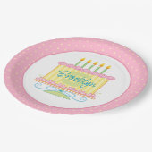 Rosa Gelb 5. Geburtstag Geburtsname Pappteller (Schrägansicht)