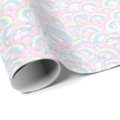 Rosa Gelb Aqua Regenbogen Sterne Geschenkpapier (Rolleneckpunkt)