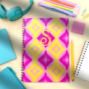 Rosa, gelb bemalter diamantförmiger Spiral-Notizbl Notizblock