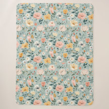 Rosa Gelb Blau Aquarell Blumen Cottage Core