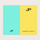 Rosa Gelb Blau Elegante Moderne Monogramm-Vorlage Visitenkarten (Außenseite Aufgefaltet)