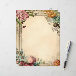Rosa Gelb Blau Florales Junk Journal Vintage