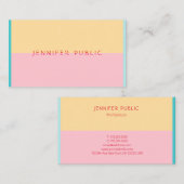 Rosa Gelb Blau Grün Elegant Moderne Trend Farben Visitenkarte (Vorne/Hinten)