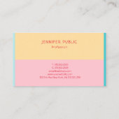 Rosa Gelb Blau Grün Elegant Moderne Trend Farben Visitenkarte (Rückseite)