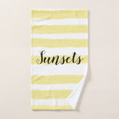 Rosa gelb Blaue Streifen Seashells Typograf Badhandtuch Set (Handtuch)