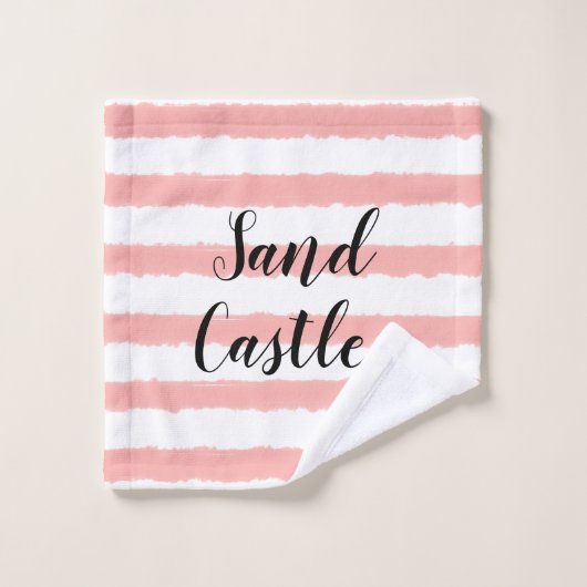 Rosa gelb Blaue Streifen Seashells Typograf Badhandtuch Set (Waschlappen)