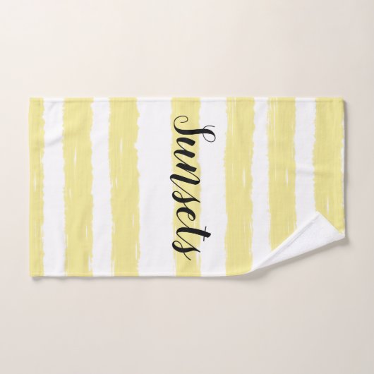 Rosa gelb Blaue Streifen Seashells Typograf Badhandtuch Set (Handtuch)