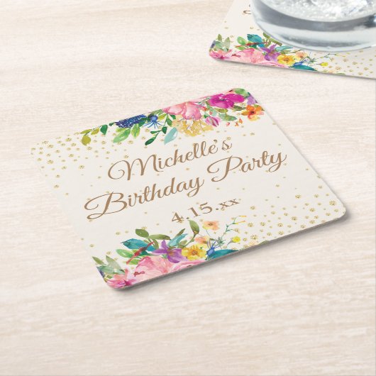 Rosa Gelb Blauer Glitzer Name Datum Rechteckiger Pappuntersetzer (angewinkelt)