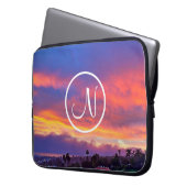 Rosa gelb-blaues Sonnenuntergang Foto, fett Laptopschutzhülle (Vorderseite Links)