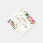 Rosa Gelb Blume Geburtstag Serviette (Ecke)