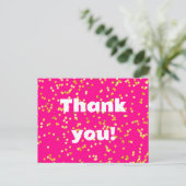 Rosa gelb Danke Postkarte (Stehend Vorderseite)