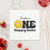 Rosa Gelb ein Happy Babe erster Geburtstag Serviette (Beispiel)