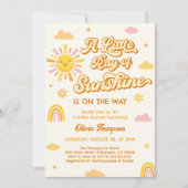 Rosa Gelb ein wenig Ray von Sonnenschein Baby Dusc Einladung (Vorderseite)