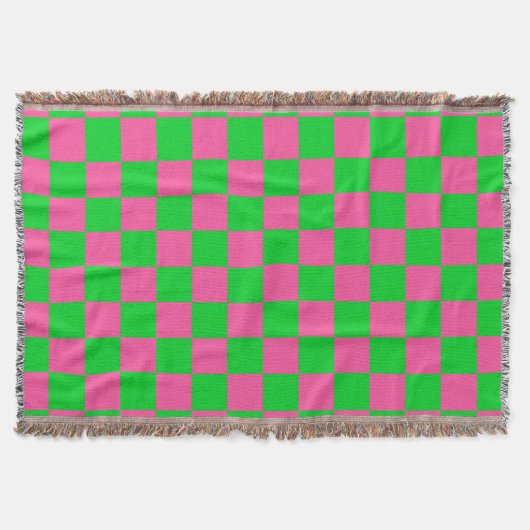 rosa Gelb gekreuztes Karo-Muster Decke (Vorderseite)