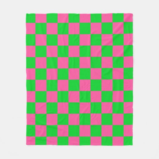 rosa Gelb gekreuztes Karo-Muster Fleecedecke (Vorderseite)