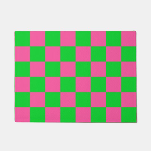rosa Gelb gekreuztes Karo-Muster Fußmatte (Vorderseite)