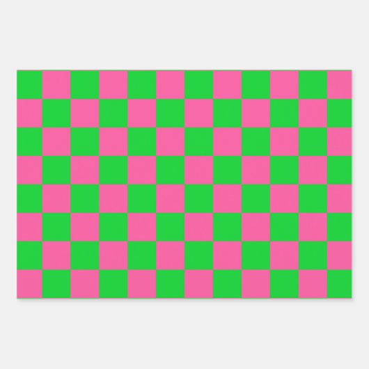 rosa Gelb gekreuztes Karo-Muster Geschenkpapier Set (Vorderseite)