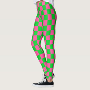 rosa Gelb gekreuztes Karo-Muster Leggings
