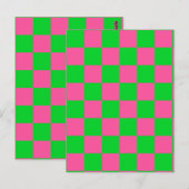 rosa Gelb gekreuztes Karo-Muster Postkarte (Vorne/Hinten)