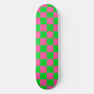 rosa Gelb gekreuztes Karo-Muster Skateboard