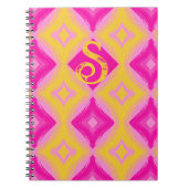 Rosa, gelb gestrichene Diamant Spiral Foto Noteboo Notizblock (Vorderseite)