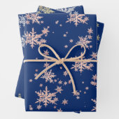 Rosa Gelb Gold Silberschneeflocken Navy Blau Geschenkpapier Set (Beispiel)