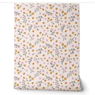 Rosa Gelb Grandmillennial Ditsy Floral Tapete