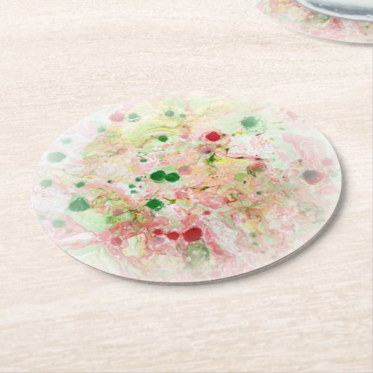 Rosa, gelb-grün Abstraktes Modern Template Runder Pappuntersetzer (Angewinkelt)