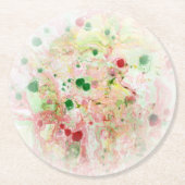 Rosa, gelb-grün Abstraktes Modern Template Runder Pappuntersetzer (Vorderseite)