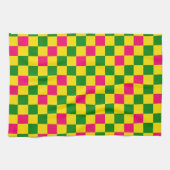 Rosa Gelb Grün Kariertes Musterdesign Geschirrtuch (Horizontal)