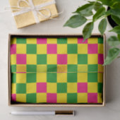 Rosa Gelb Grün Kariertes Musterdesign  Seidenpapier (Geschenk)