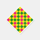 Rosa Gelb Grün Kariertes Musterdesign  Serviette (Ecke)