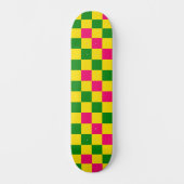 Rosa Gelb Grün Kariertes Musterdesign Skateboard (Vorderseite)