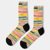 Rosa Gelb Grün Streifen Socken (Linkes Detail)