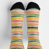 Rosa Gelb Grün Streifen Socken (Oben)