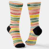 Rosa Gelb Grün Streifen Socken (Gewinkelt)