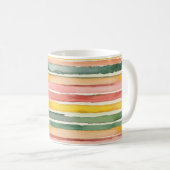Rosa Gelb Grüne Streifen Kaffeetasse (VorderseiteRechts)