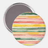 Rosa Gelb Grüne Streifen Magnet (Vorderseite/Rückseite)