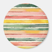 Rosa Gelb Grüne Streifen Magnet (Vorne)