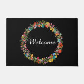 Rosa Gelb Grüner Blumenkranz Begrüßungsmatte Fußmatte (Vorderseite)