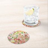 Rosa, gelb-grüner Marmor mit modernem Design Runder Pappuntersetzer (Vor Ort)