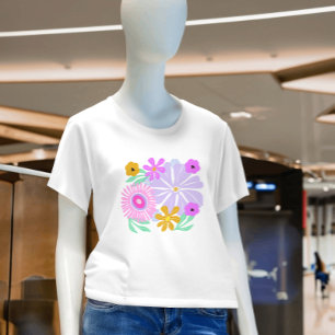 Rosa gelb hübsch blumenreich modern bunt T-Shirt