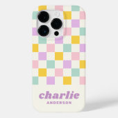 Rosa gelb lila-blaue Schachbrett Case-Mate iPhone Hülle (Rückseite)