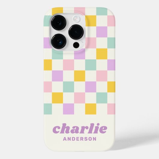 Rosa gelb lila-blaue Schachbrett Case-Mate iPhone Hülle (Rückseite)