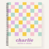 Rosa gelb lila-blaue Schachbrett Notizblock (Vorderseite)