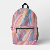 Rosa, gelb, Lila blauer Marmor Monogramm hinzufüge Bedruckter Rucksack (Vorderseite)